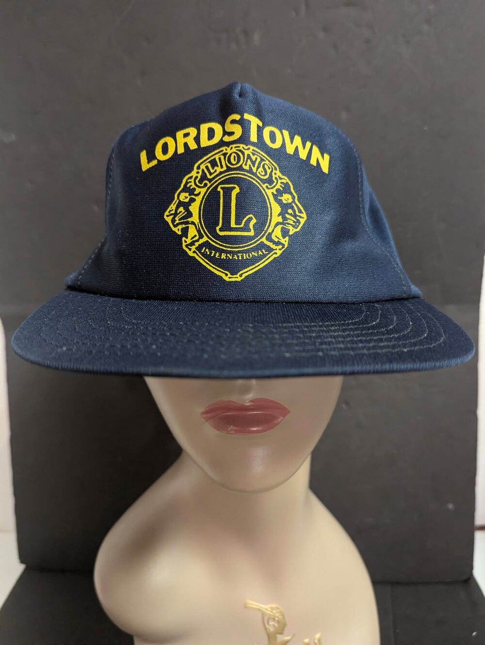 Vintage Lions Club Lordstown Navy Blue Snapback Trucker Hat Made in USA